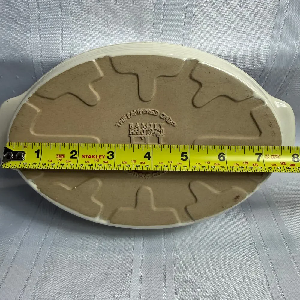 Pampered Chef Family Heritage Traditions Oval‎ Stoneware Baking Dish NWOB